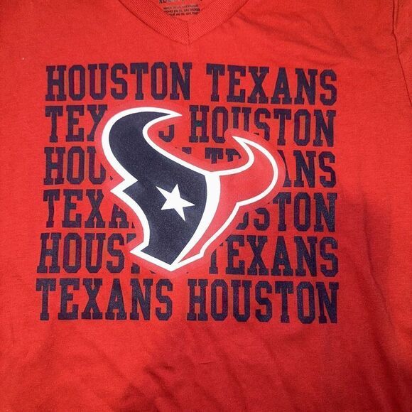 Houston Texans Girls T Shirt Size L(10/12) Red V Neck Tee NFL New. J - Picture 2 of 7